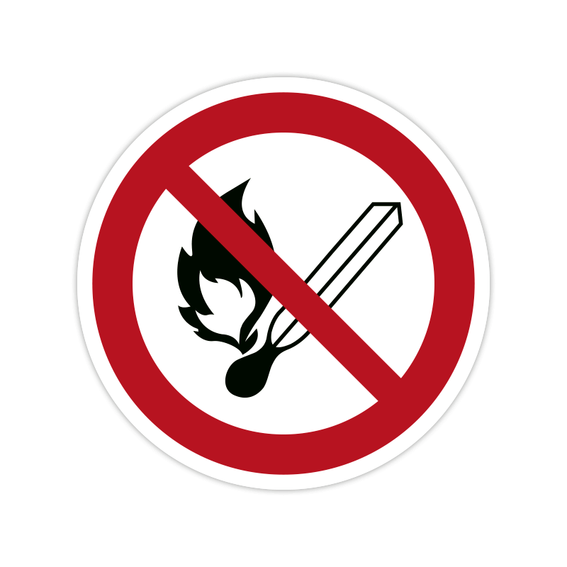 Verbotszeichen P003 Feuer, offenes Licht und Rauchen verboten Verbotszeichen P003 Feuer, offenes Licht und Rauchen verboten