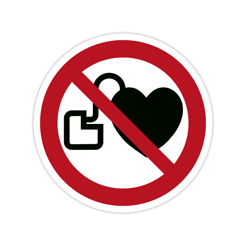 Verbotszeichen P007 Kein Zutritt für Personen mit Herzschrittmachern oder implantierten Defibrillatoren Verbotszeichen P007 Kein Zutritt für Personen mit Herzschrittmachern oder implantierten Defibrillatoren