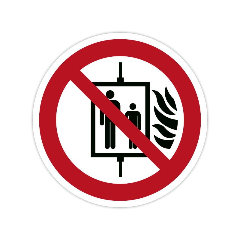 Verbotszeichen P020 Aufzug im Brandfall nicht benutzen Verbotszeichen P020 Aufzug im Brandfall nicht benutzen