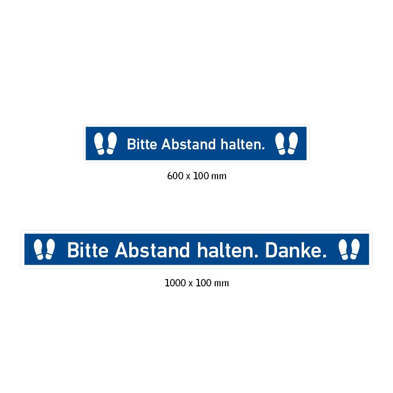 Bodenaufkleber, Streifen: Bitte Abstand halten. Bodenaufkleber, Streifen: Bitte Abstand halten. (blau)