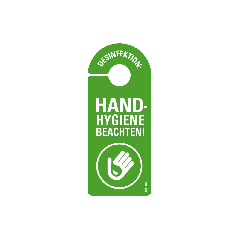 Türhänger - Desinfektion: Handhygiene beachten! Türhänger - Desinfektion: Handhygiene beachten!