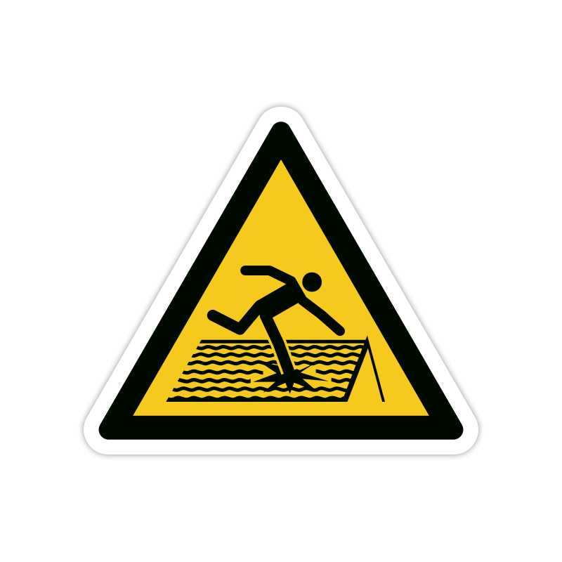 Warnzeichen W036 Warnung vor nicht durchtrittsicherem Dach