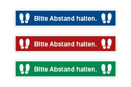 Bodenaufkleber, Streifen: Bitte Abstand halten.