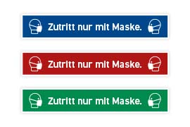 Bodenaufkleber, Streifen: Zutritt nur mit Maske.