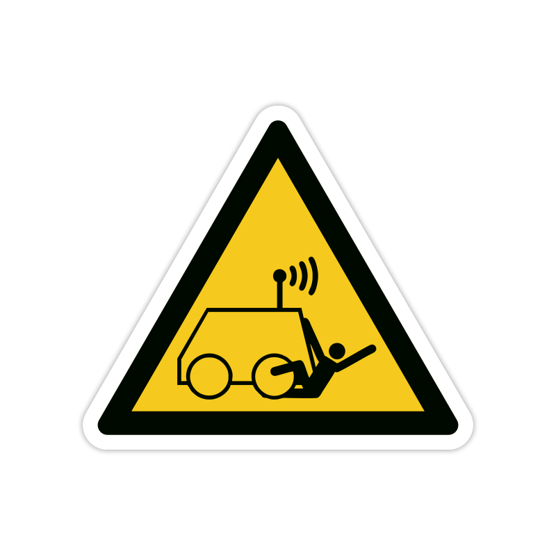 Warnzeichen W037 Warnung vor Überrollen durch ferngesteuerte Maschine