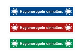 Bodenaufkleber, Streifen: Hygieneregeln einhalten.
