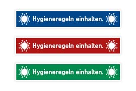 Bodenaufkleber, Streifen: Hygieneregeln einhalten.