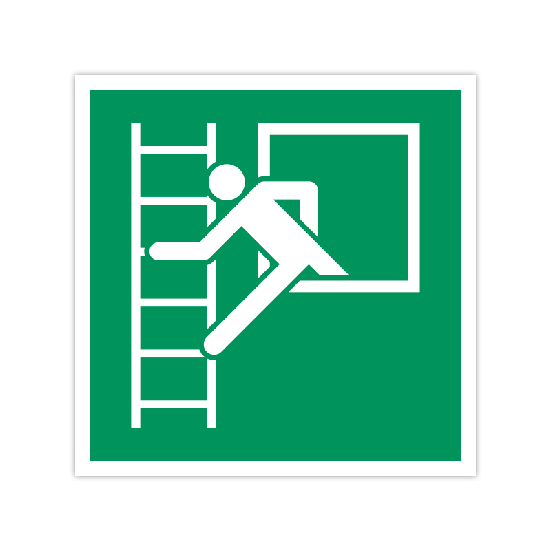 Rettungszeichen E016 Notfenster mit Fluchtleiter
