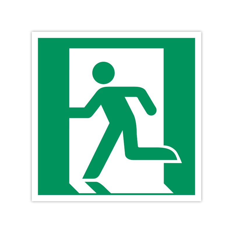 Rettungszeichen E001 Rettungsweg links