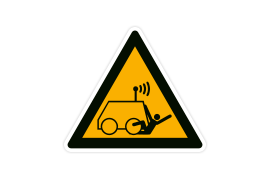Warnzeichen W037 Warnung vor Überrollen durch ferngesteuerte Maschine