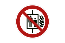 Verbotszeichen P020 Aufzug im Brandfall nicht benutzen