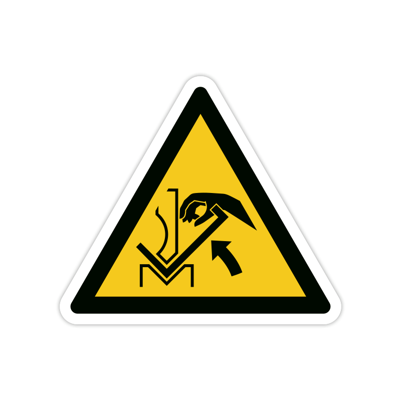 Warnzeichen W031 Warnung vor Quetschgefahr der Hand zwischen Presse und Werkstück